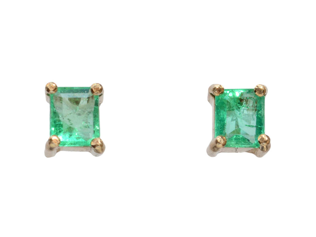 c1980 Emerald Stud Earrings (on white background)