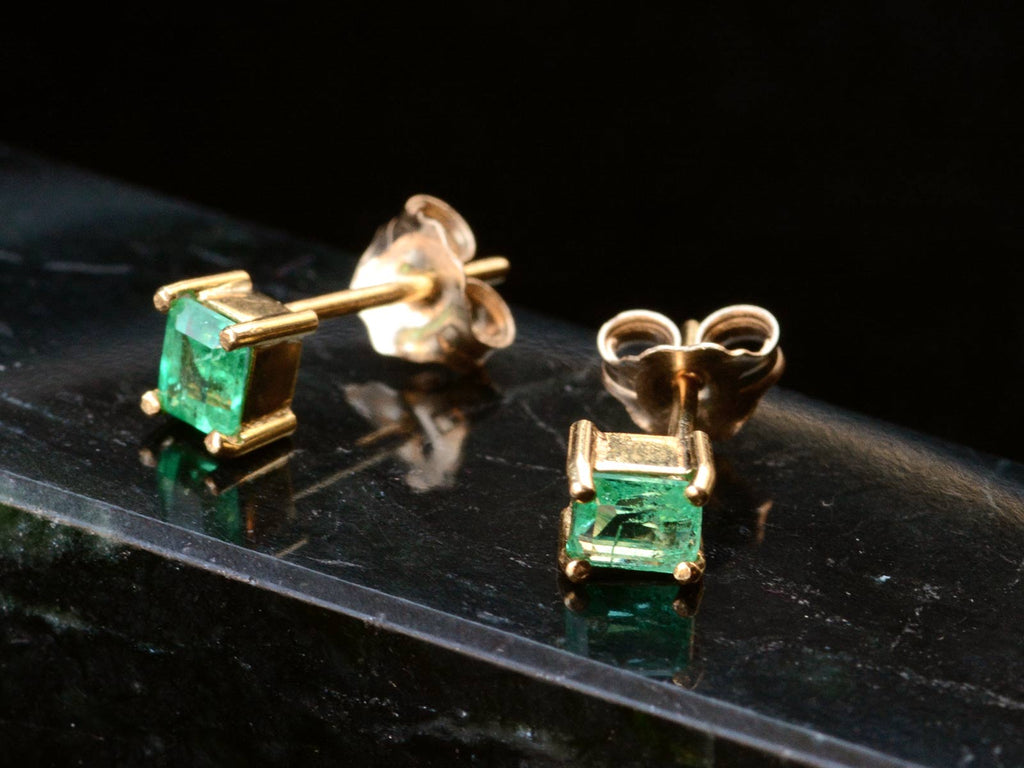 c1980 Emerald Stud Earrings