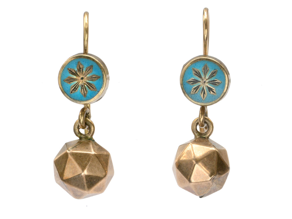 1890s Victorian Enamel Earrings (on white background)