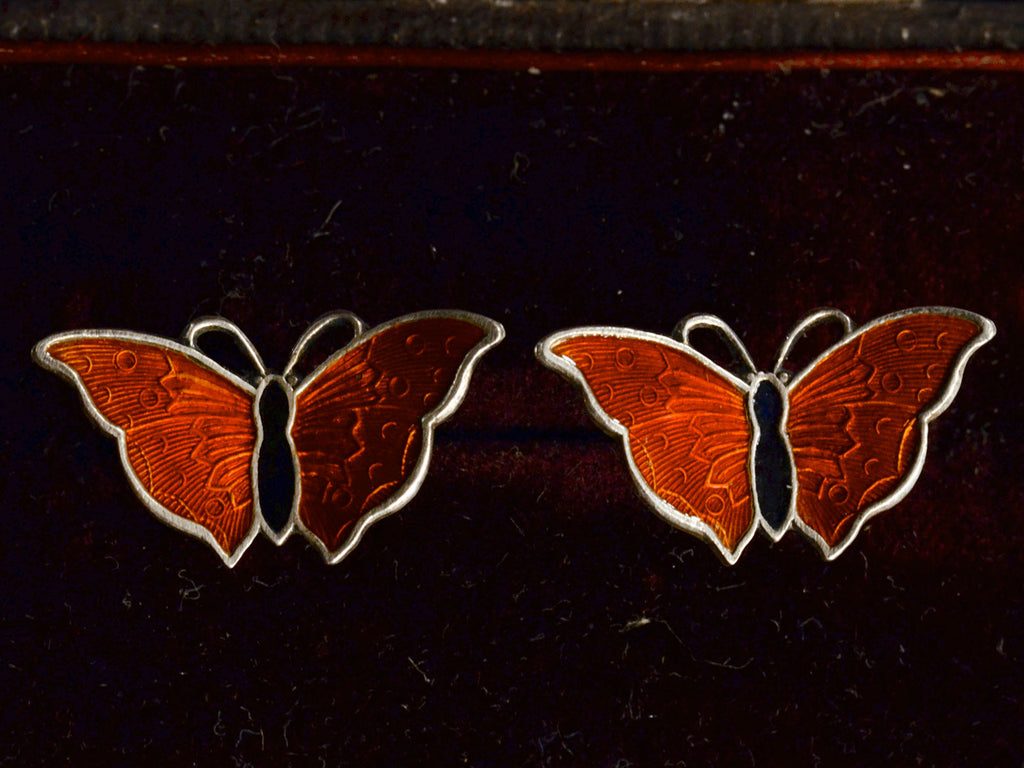 1950s Enamel Butterfly Earrings (detail)