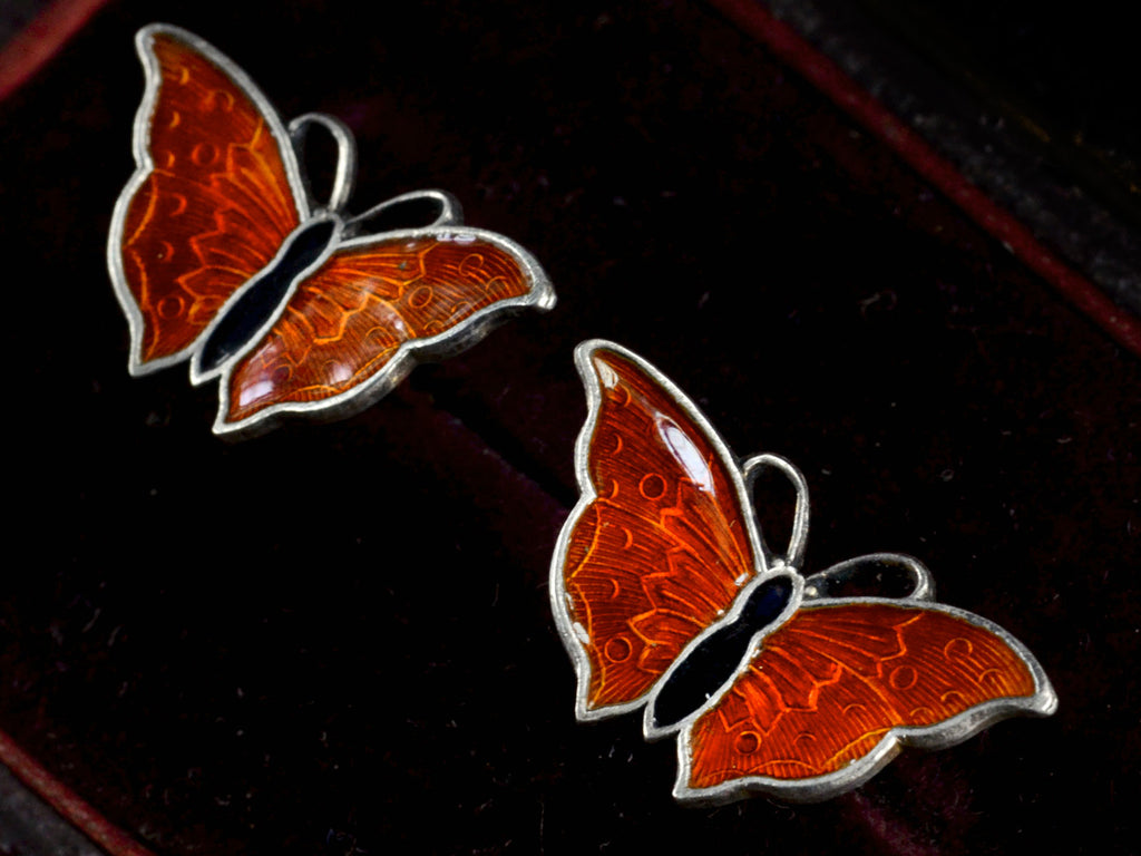 1950s Enamel Butterfly Earrings (side view)