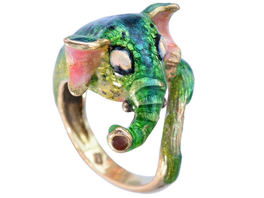 c1980 Enamel Elephant Ring (on white background)