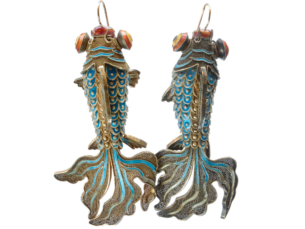 1920s Articulated Fish Earrings (on white background)