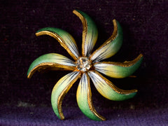 1910s Green Flower Brooch