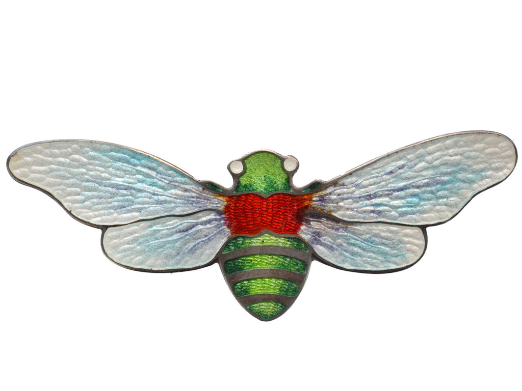 1920s Enamel Cicada Brooch (on white background)