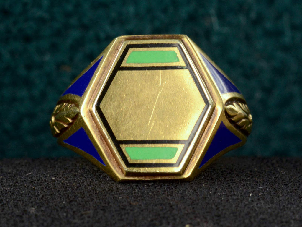 1920s Deco Enamel Signet Ring