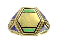 1920s Deco Enamel Signet Ring