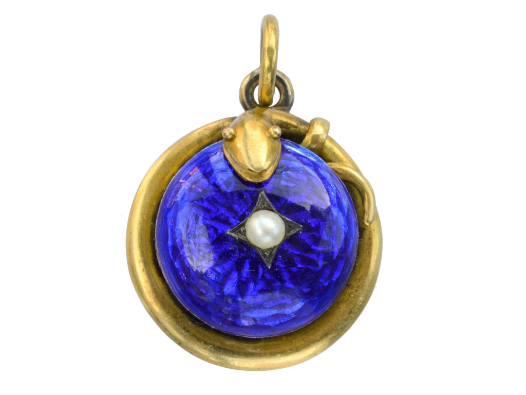 1890s Enamel Snake Locket (on white background)