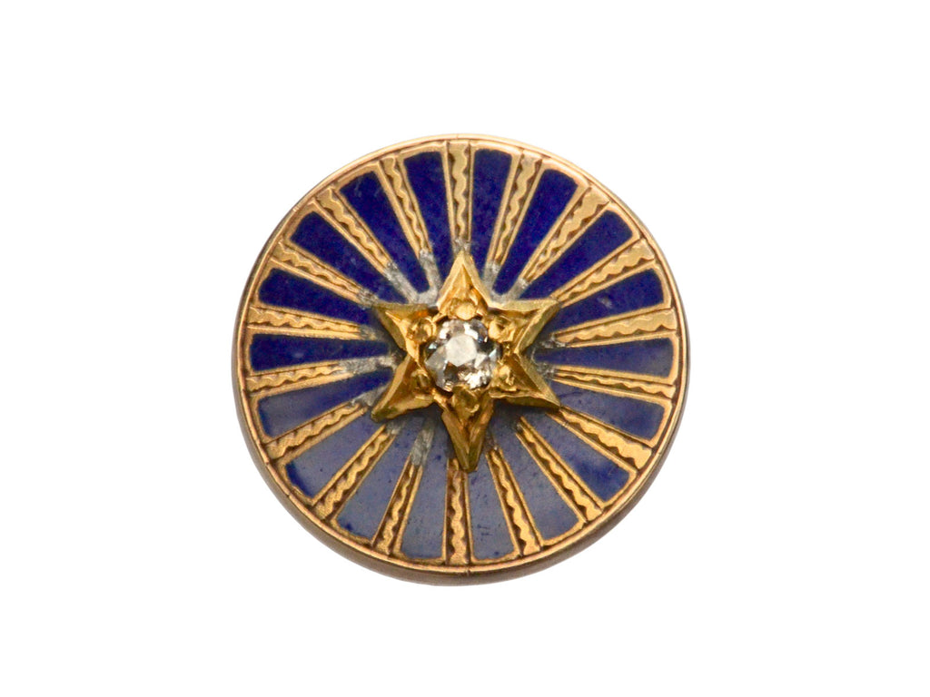 1890s Diamond Enamel Star Stud (Single) (on white background)