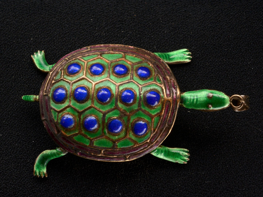 Vintage Chinese Enamel Turtle Pendant