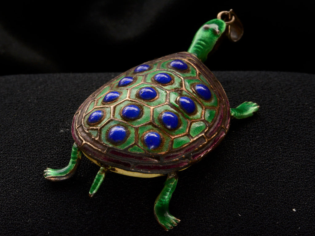 Vintage Chinese Enamel Turtle Pendant