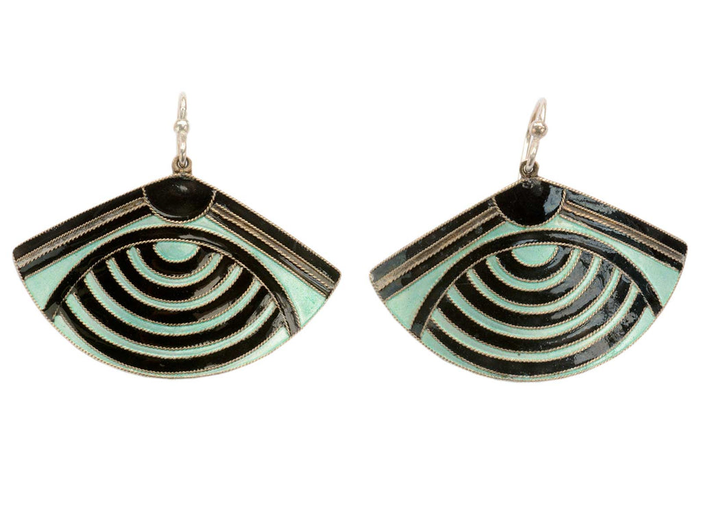 Vintage Enamel Eye Earrings (on white background)
