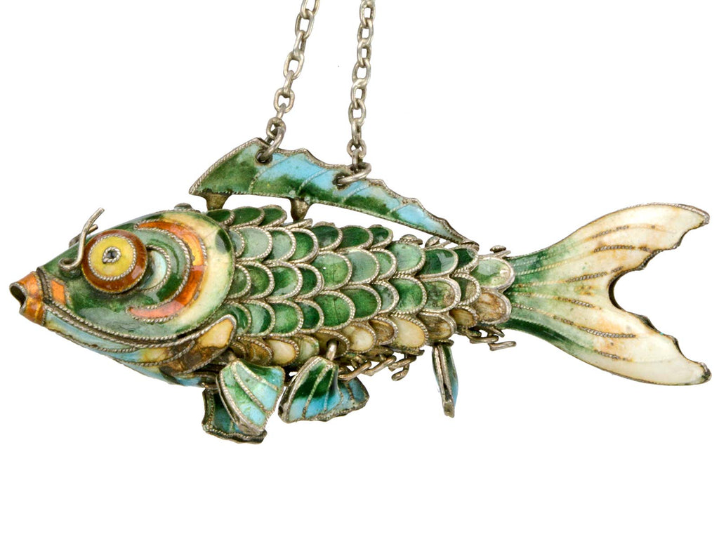 1960s Articulated Enamel Fish (on white background)
