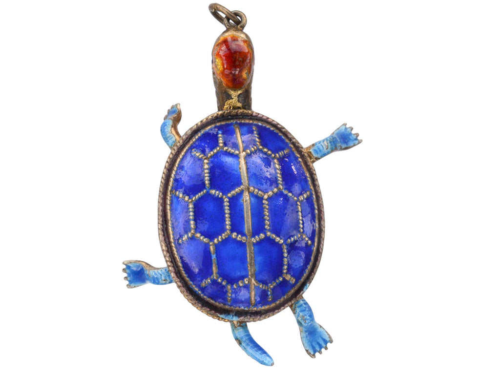 1960s Enamel Turtle Pendant (on white background)