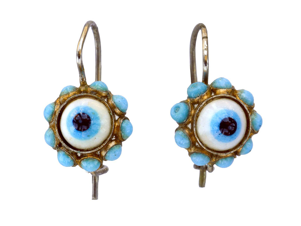 Early 1900s Evil Eye Earrings (on white background)