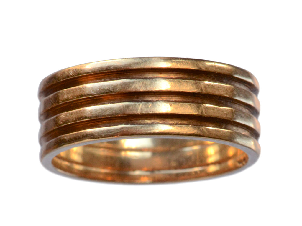 1940s Faceted Wedding Band, 14K (on white background)