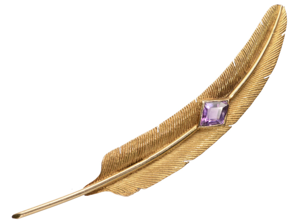 c1930 Amethyst Feather Brooch (on white background)