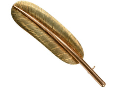 1930s Large Gold Feather Brooch