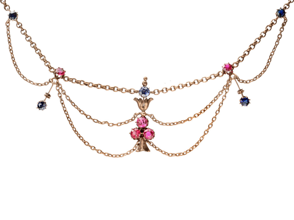 c1900 Ruby & Sapphire Necklace (on white background)