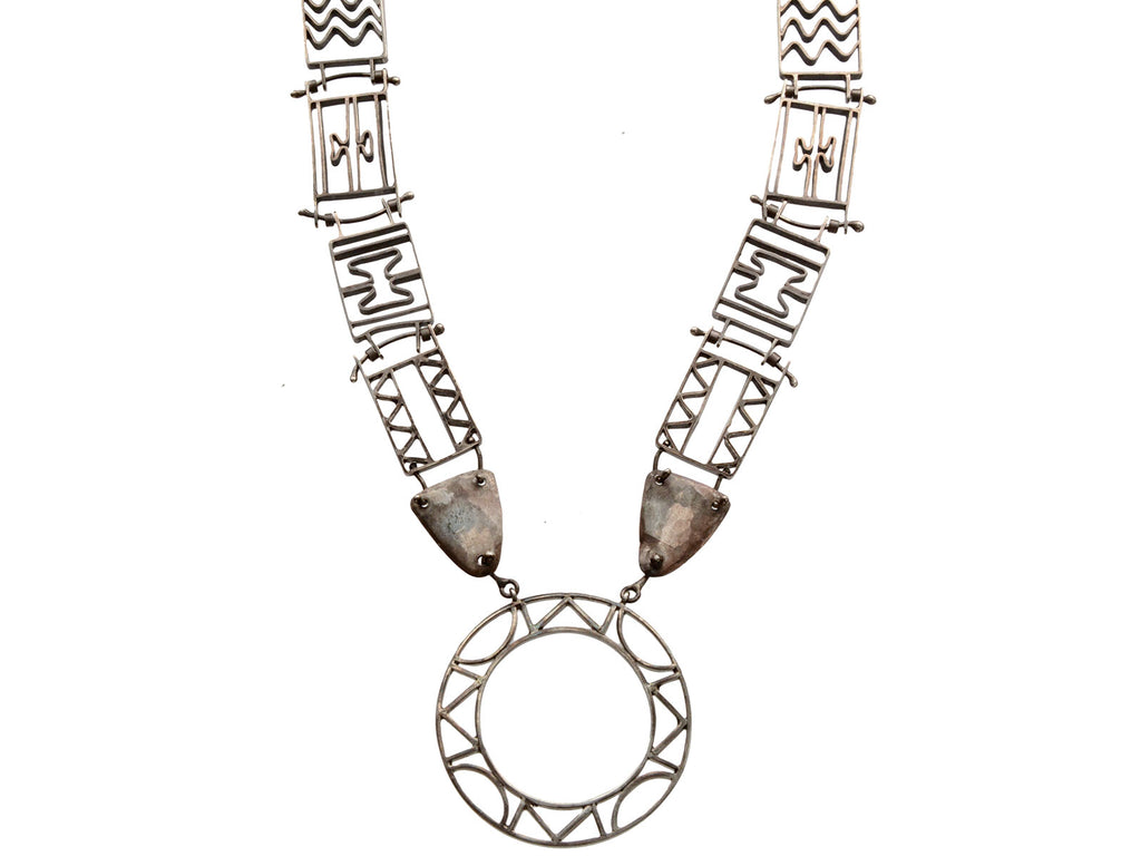 Vintage Large Geometric Necklace (on white background)