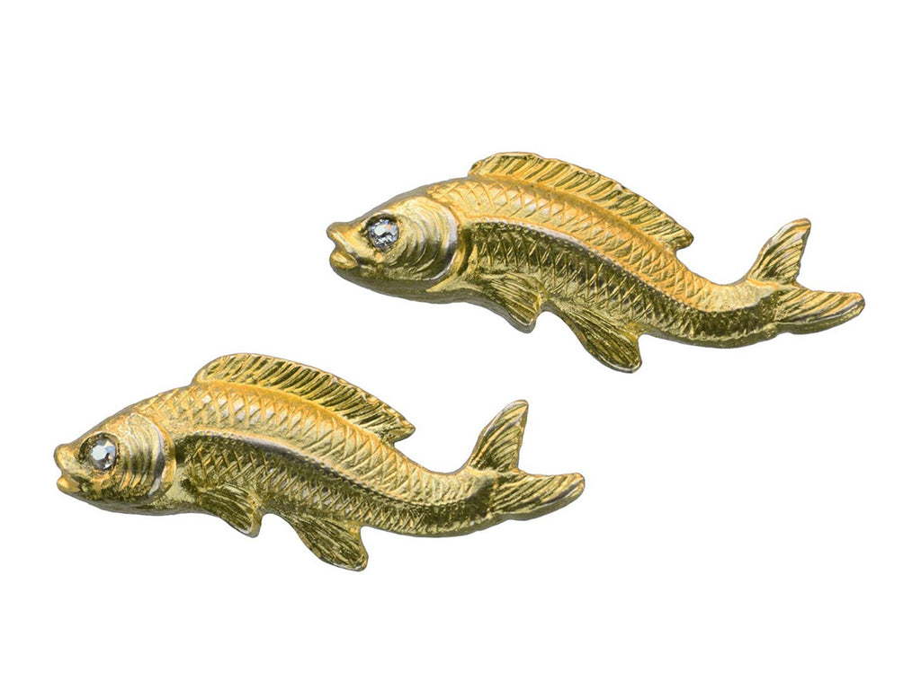 c1900 Art Nouveau Fish Studs (on white background)