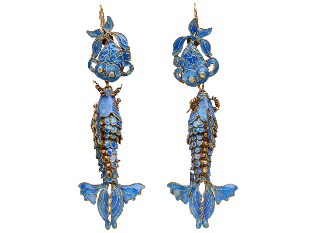 Early 1900s Chinese Fish Earrings (on white background)
