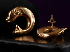 1950s Fish Earrings, Gold