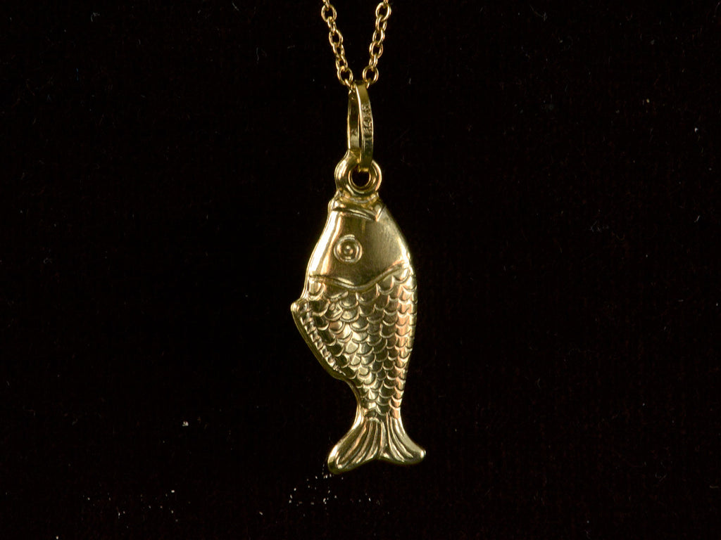 Vintage Gold Vermeil Green Enamel Articulated Fish Pendant Necklace –  Boylerpf