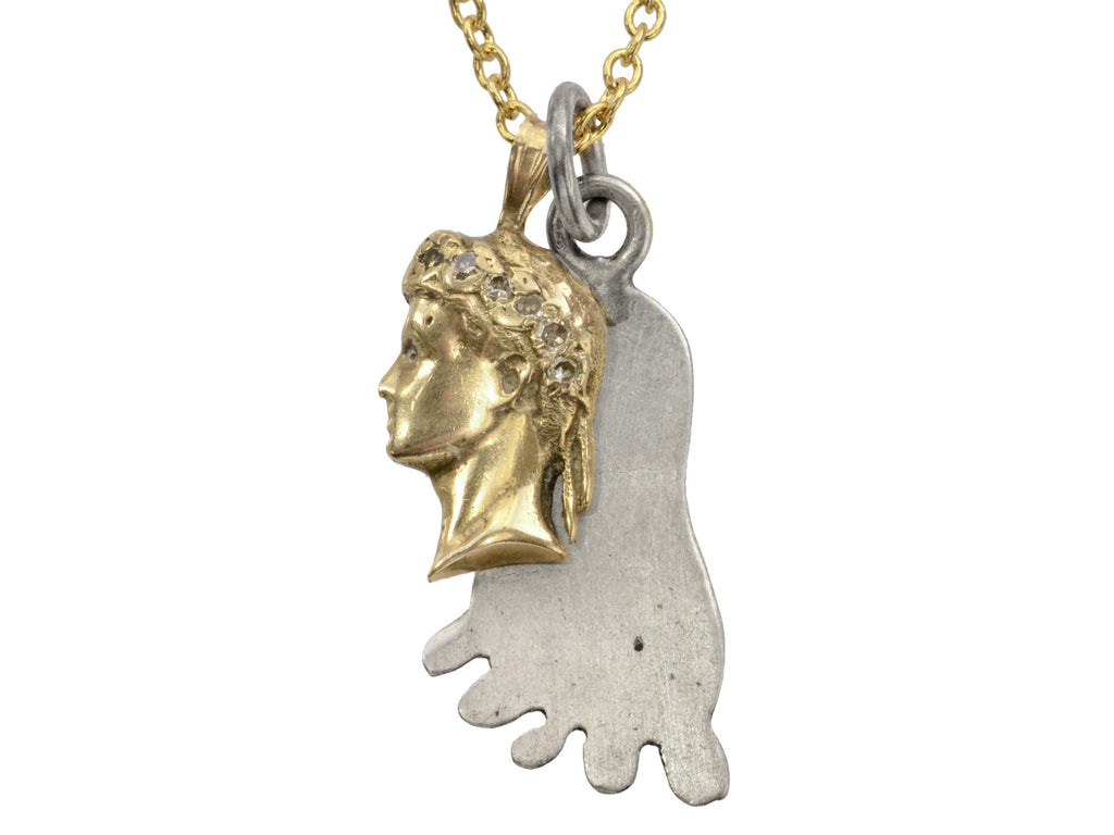 Vintage Cameo & Foot Necklace (on white background)