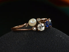 1900s French Diamond & Sapphire Ring