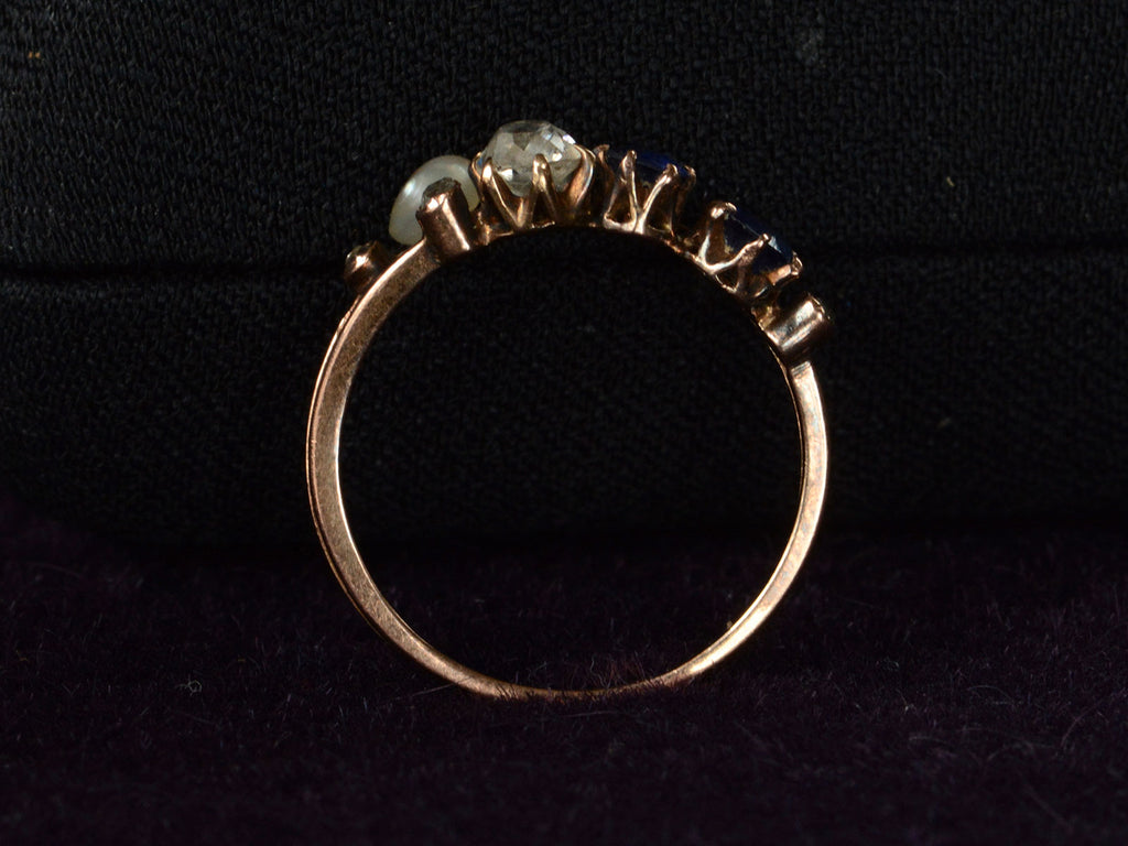 1900s French Diamond & Sapphire Ring