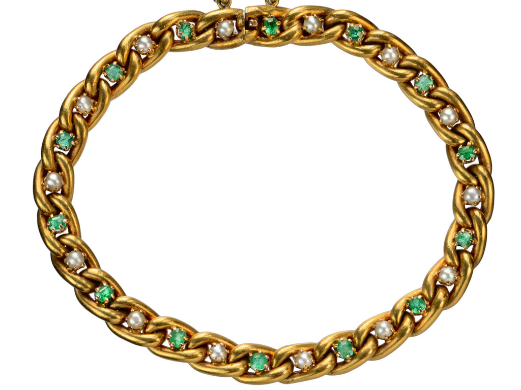 1900s French Emerald Bracelet (on white background)