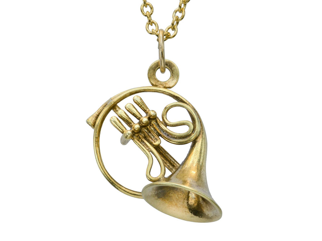1960s Gold French Horn Charm (on white background)