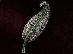 c1910 Diamond & Emerald Leaf Brooch