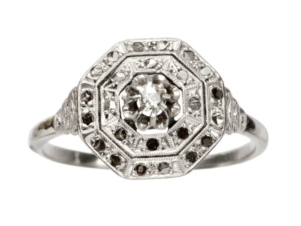 1920s French Octagonal Diamond Ring