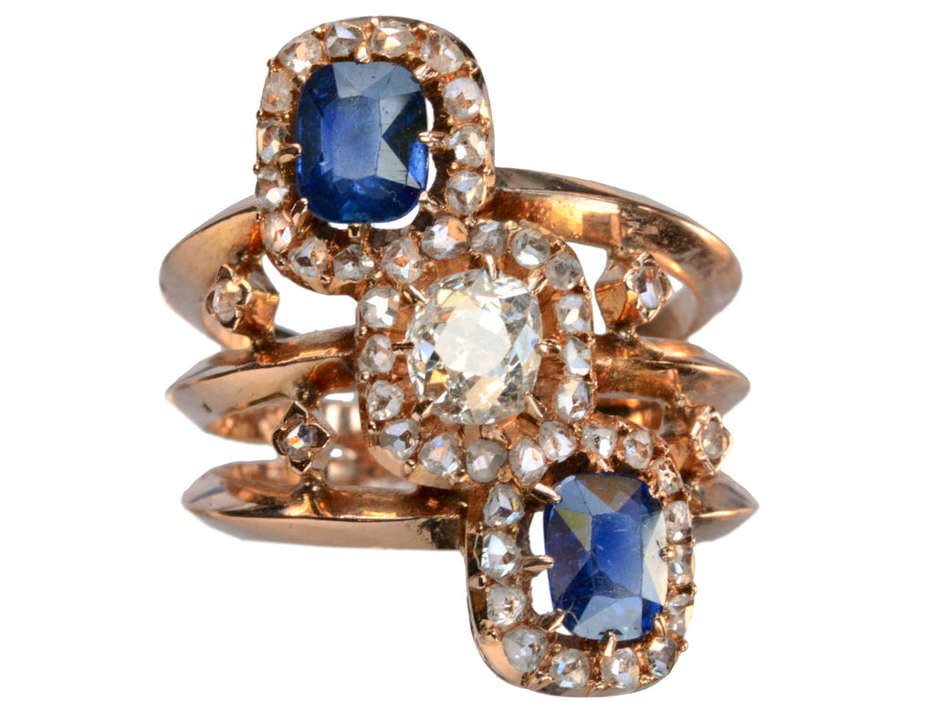 1890s French Sapphire & Diamond Ring (on white background)