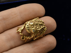 thumbnail of 1970s Erwin Pearl Frog Ring (on finger for scale)