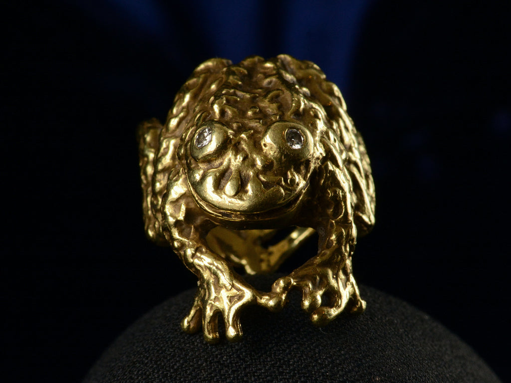 1970s Erwin Pearl Frog Ring (on black background)