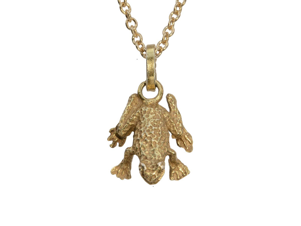 1970s Gold Frog Necklace (on white background)