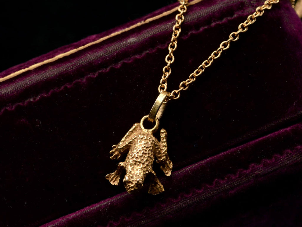 1970s Gold Frog Necklace
