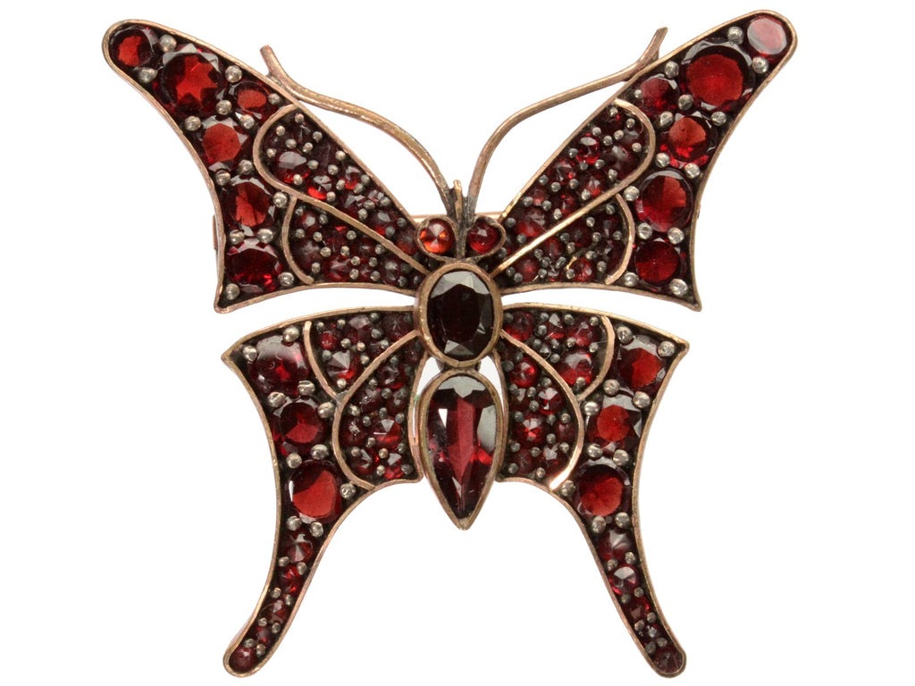 c1900 Garnet Butterfly Pin