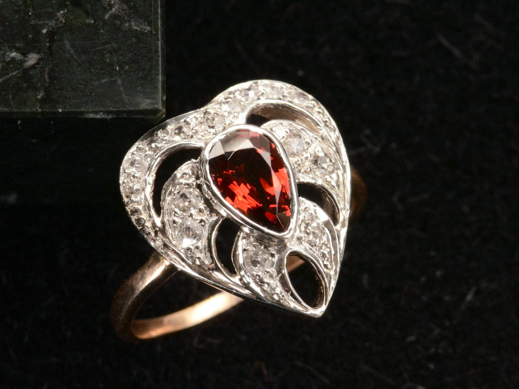 c1940 Garnet Heart Ring
