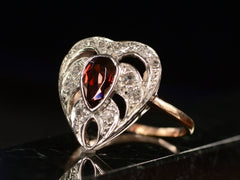 c1940 Garnet Heart Ring