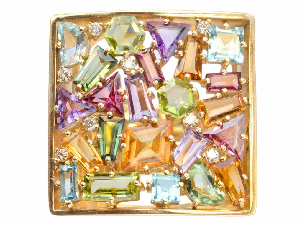 1980s Gemstone Cluster Ring (on white background)