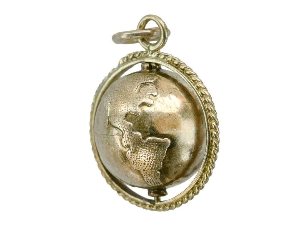 c1950 Gold Globe Charm (on white background)