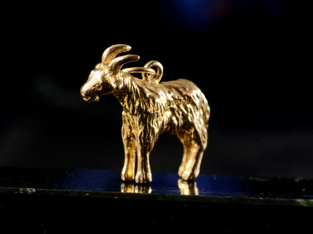 1968 Gold Goat Charm (on black background)