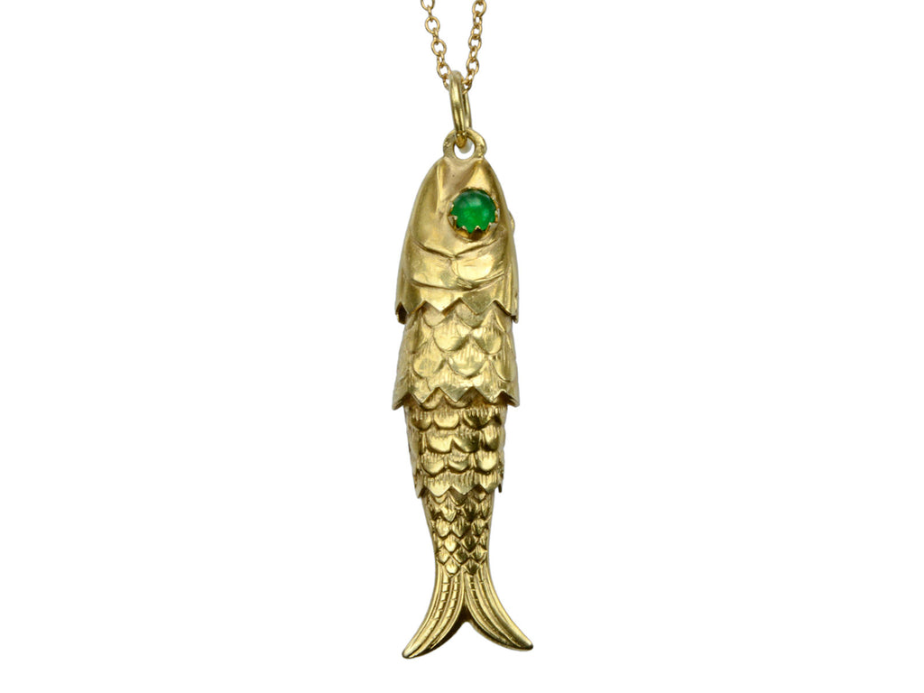 1970s Gold Fish Pendant (on white background)