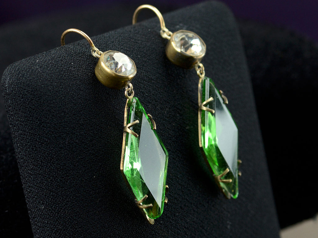 1920s Deco Green Earrings