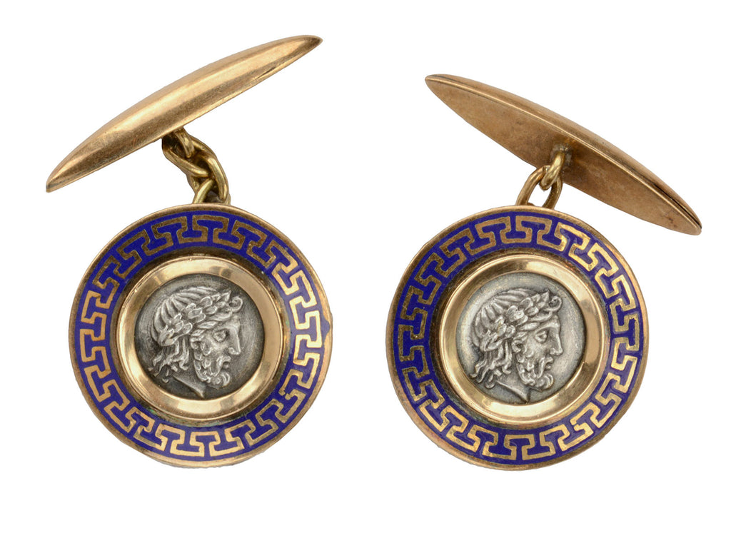 1890s Greek Coin Cufflinks (on white background)