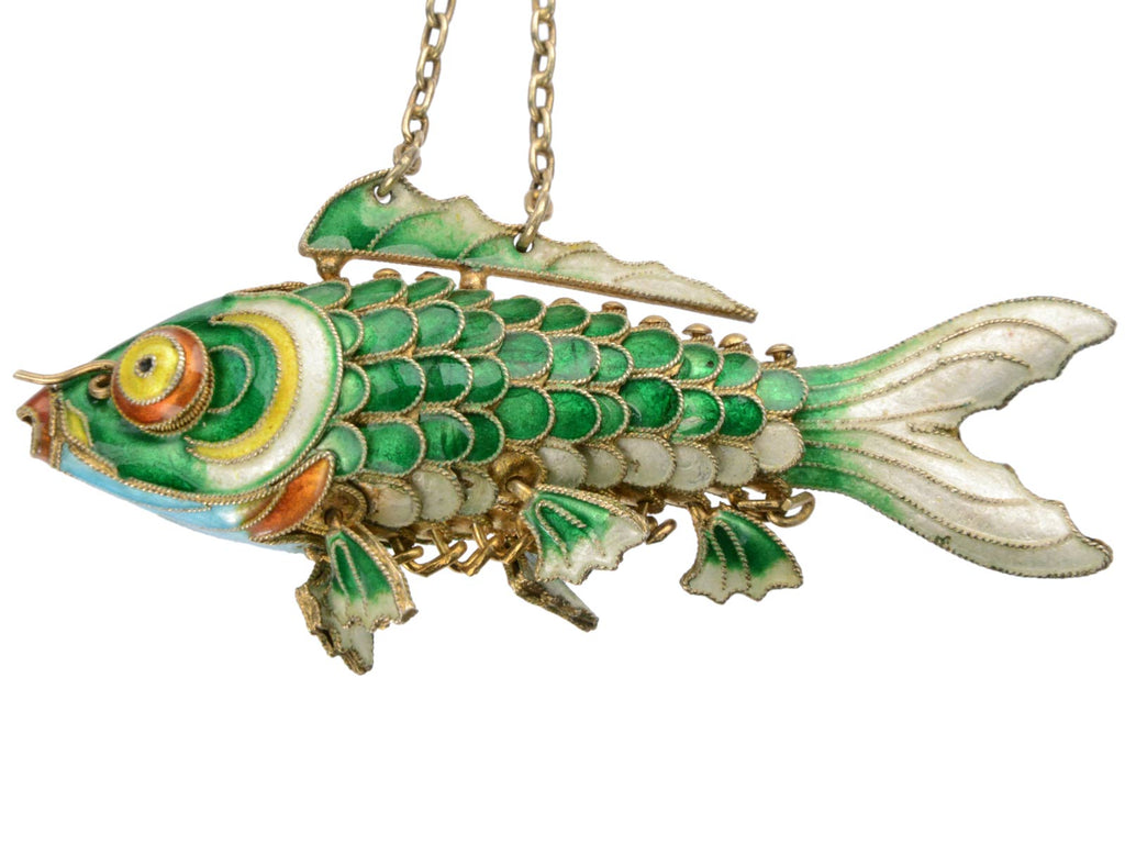 c1960 Green Enamel Fish (on white background)